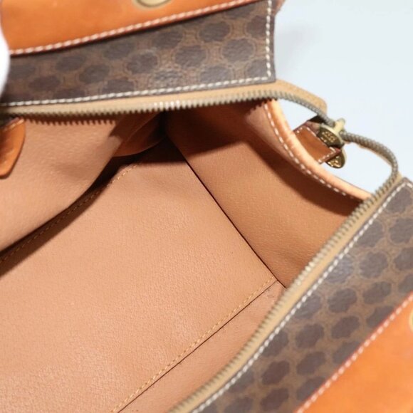 CELINE Macadam Canvas Hand Bag PVC Leather Brown Gold Auth 122440 - Picture 11 of 16